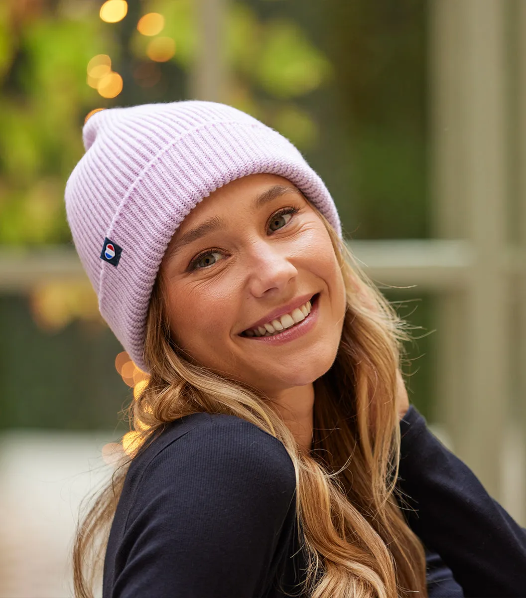 Cocorico bonnet femme lilas laine mérinos taille unique
