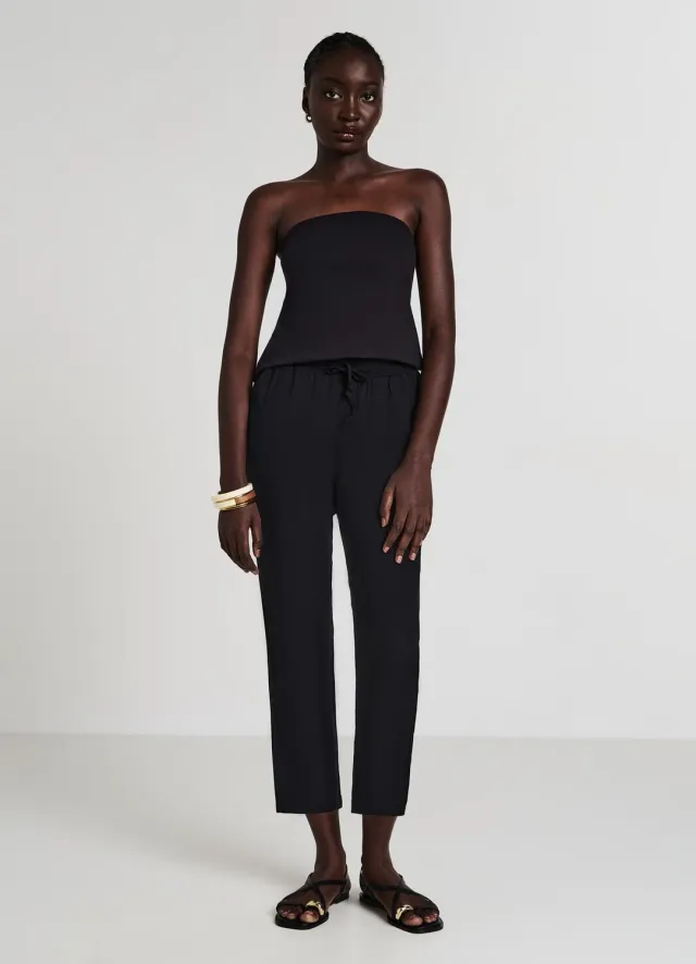 Calliope Pantalon long femme uni à coulisse