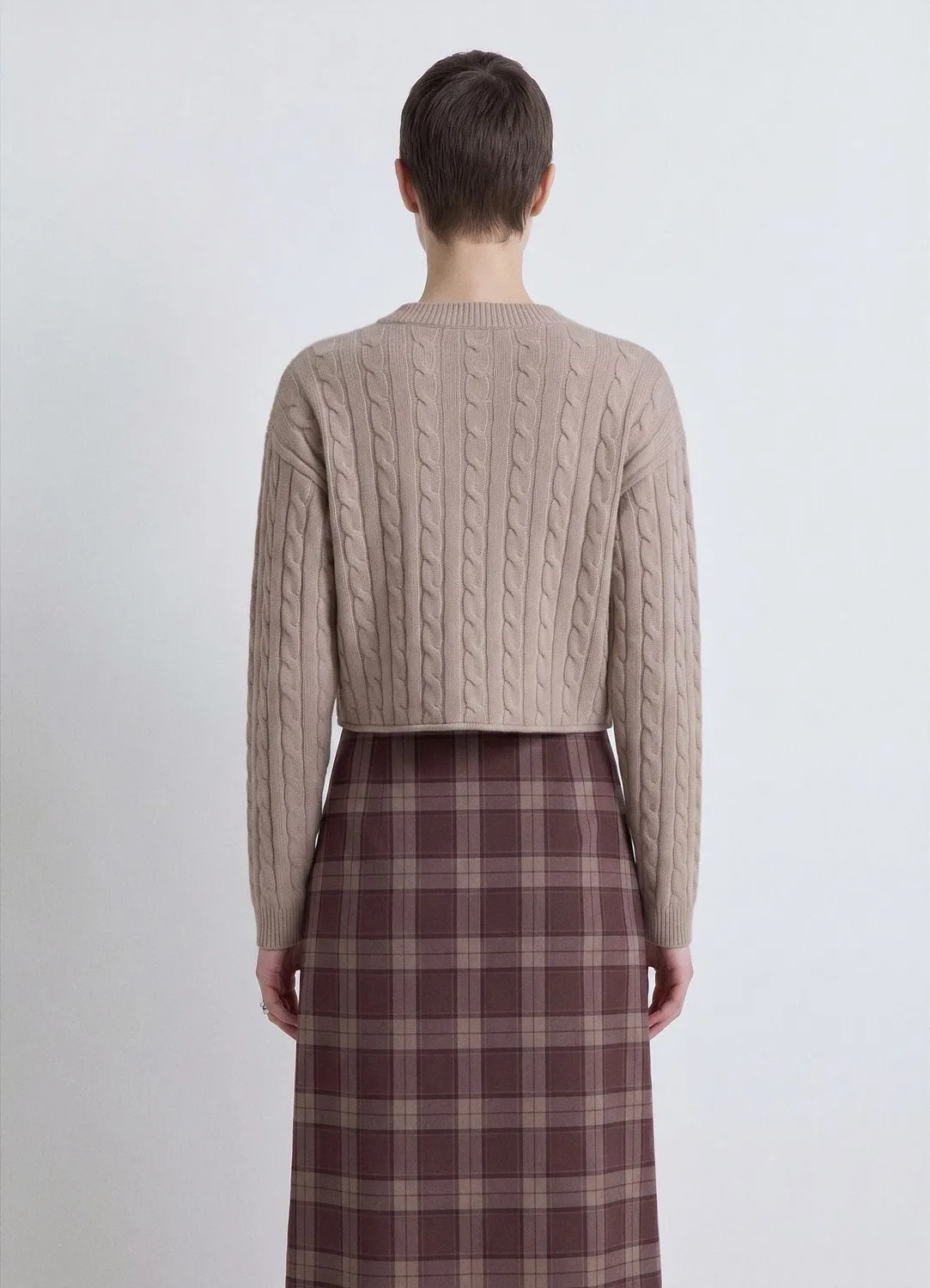 Calliope pull crop torsade femme col rond manches longues
