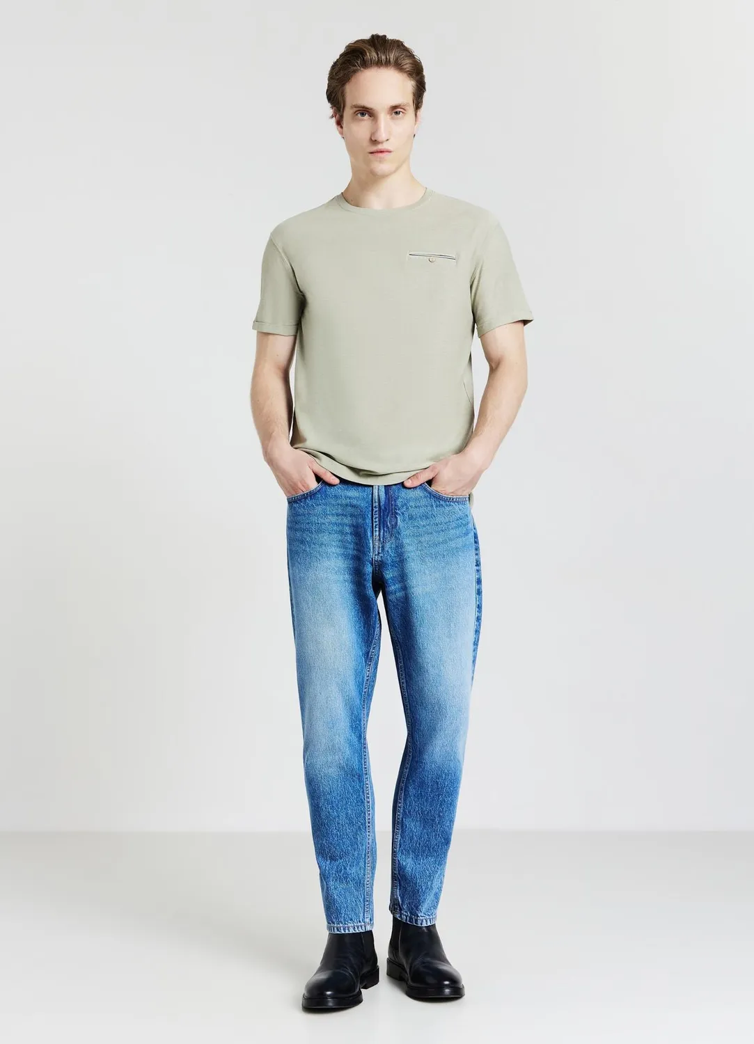 Calliope T-shirt poche homme coton col rond uni