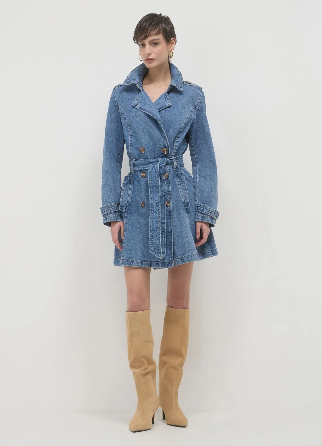 Calliope Trench denim femme S à ceinture