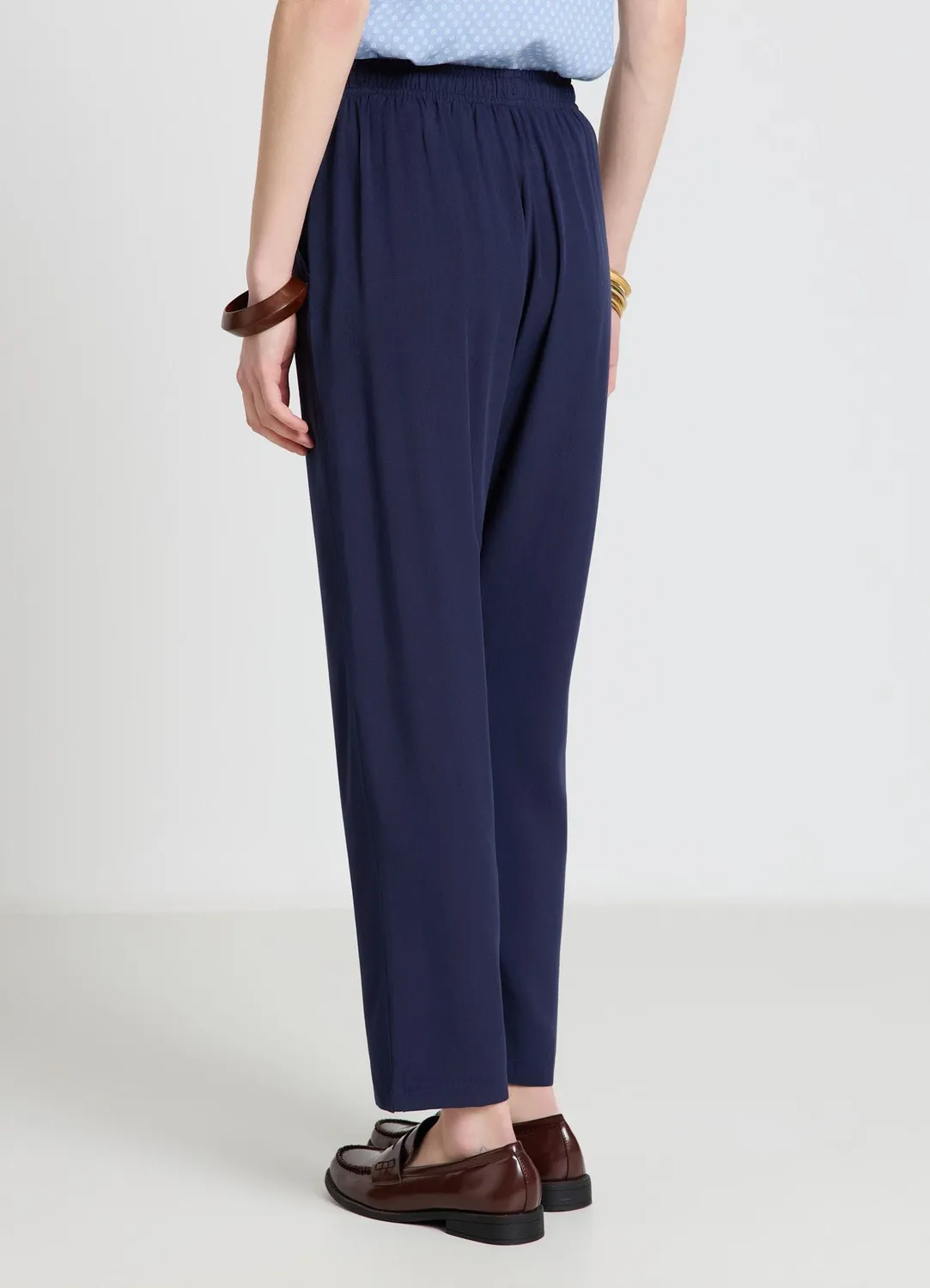 Calliope pantalon fluide femme taille elastique coupe droite