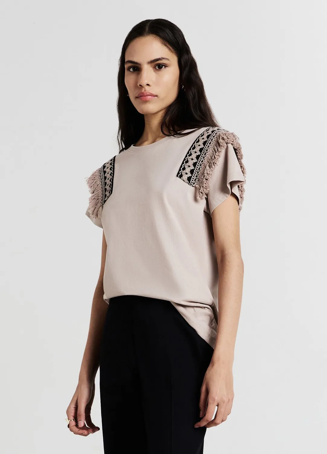 Calliope t-shirt coton galon manches courtes femme