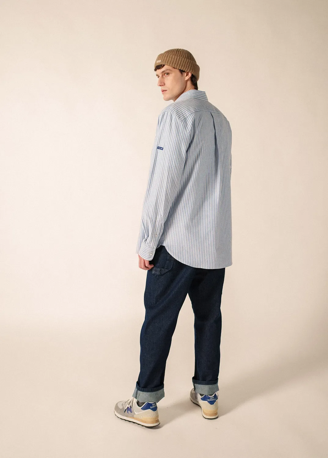 Saint James Côme chemise bleu/blanc coton