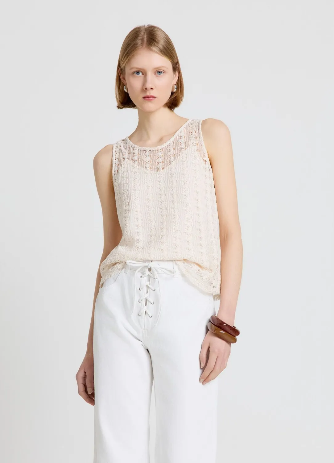 Calliope canotta crochet débardeur femme ajouré