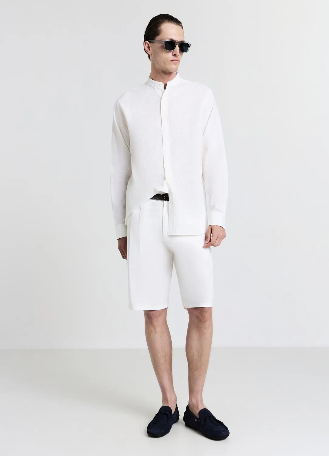 Calliope chemise homme coton col coréen coupe droite