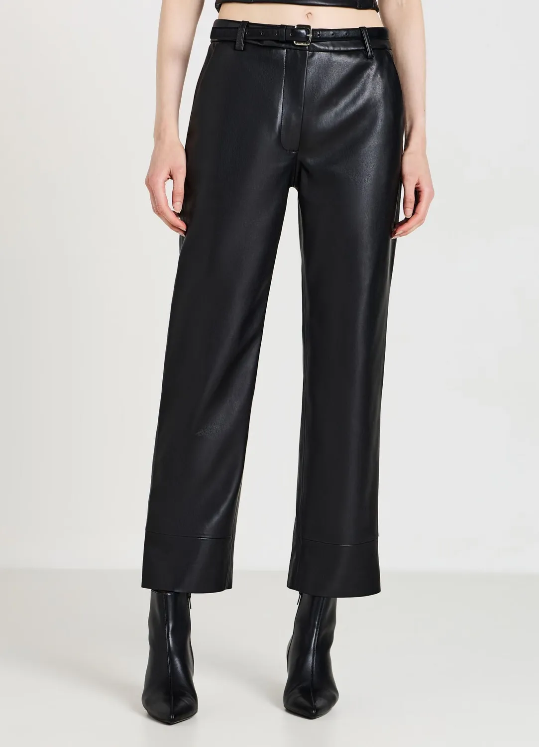 Calliope pantalon straight simil cuir femme poches
