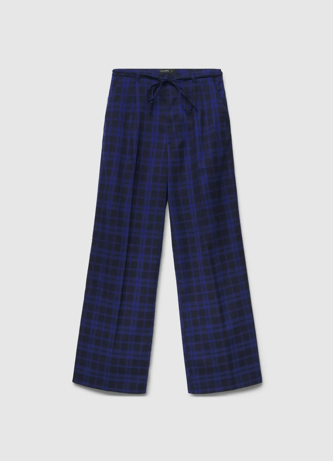 Calliope Pantalon droit à carreaux femme à cordon
