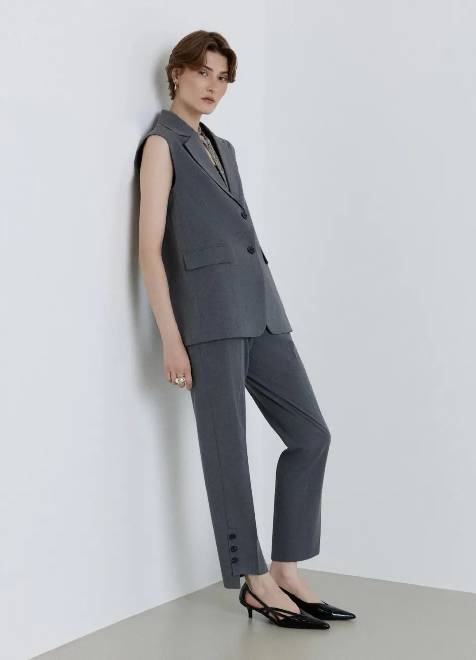 Calliope Gilet long tailleur 2 boutons femme
