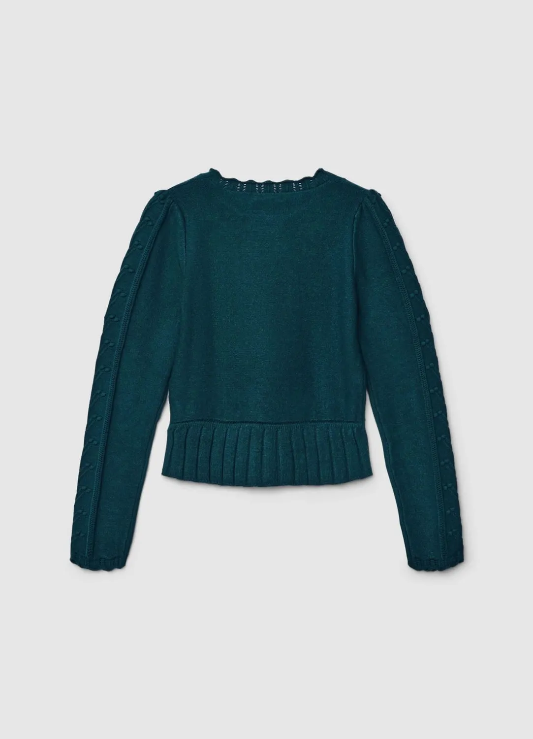Calliope Pull ajouré femme manches longues volants