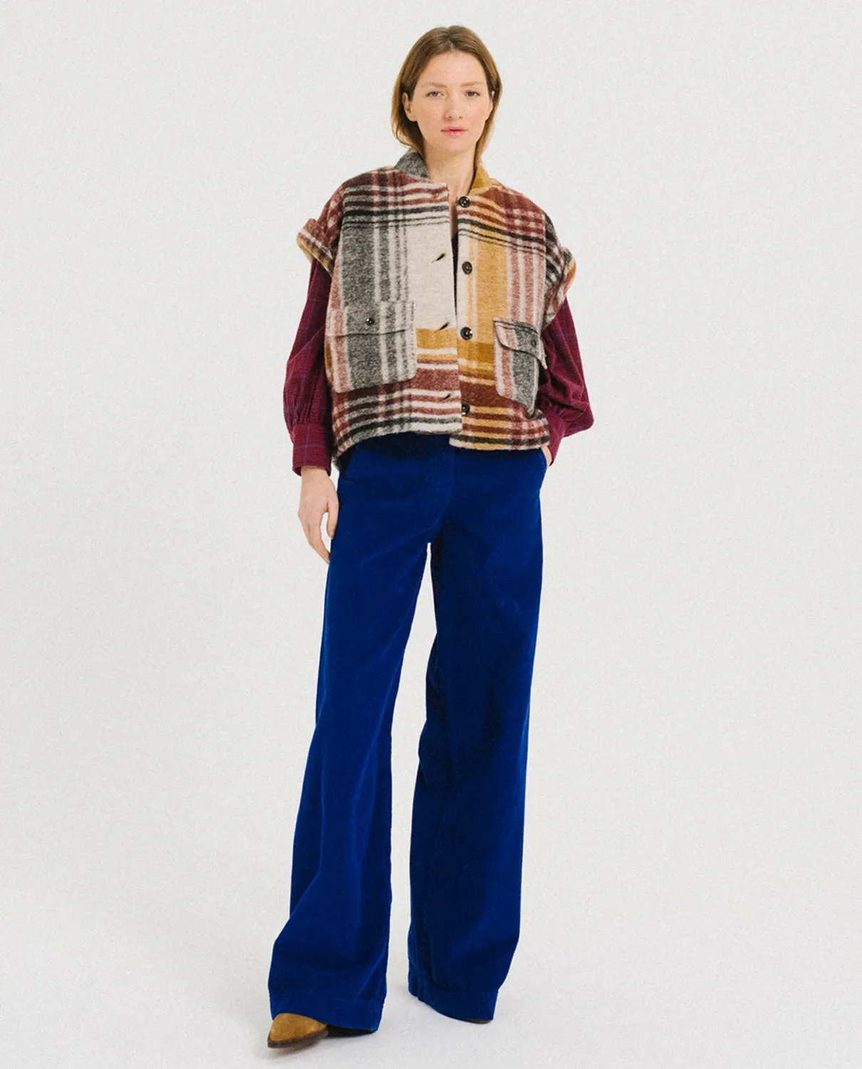 Tinsels Fedel pantalon velours klein brodé