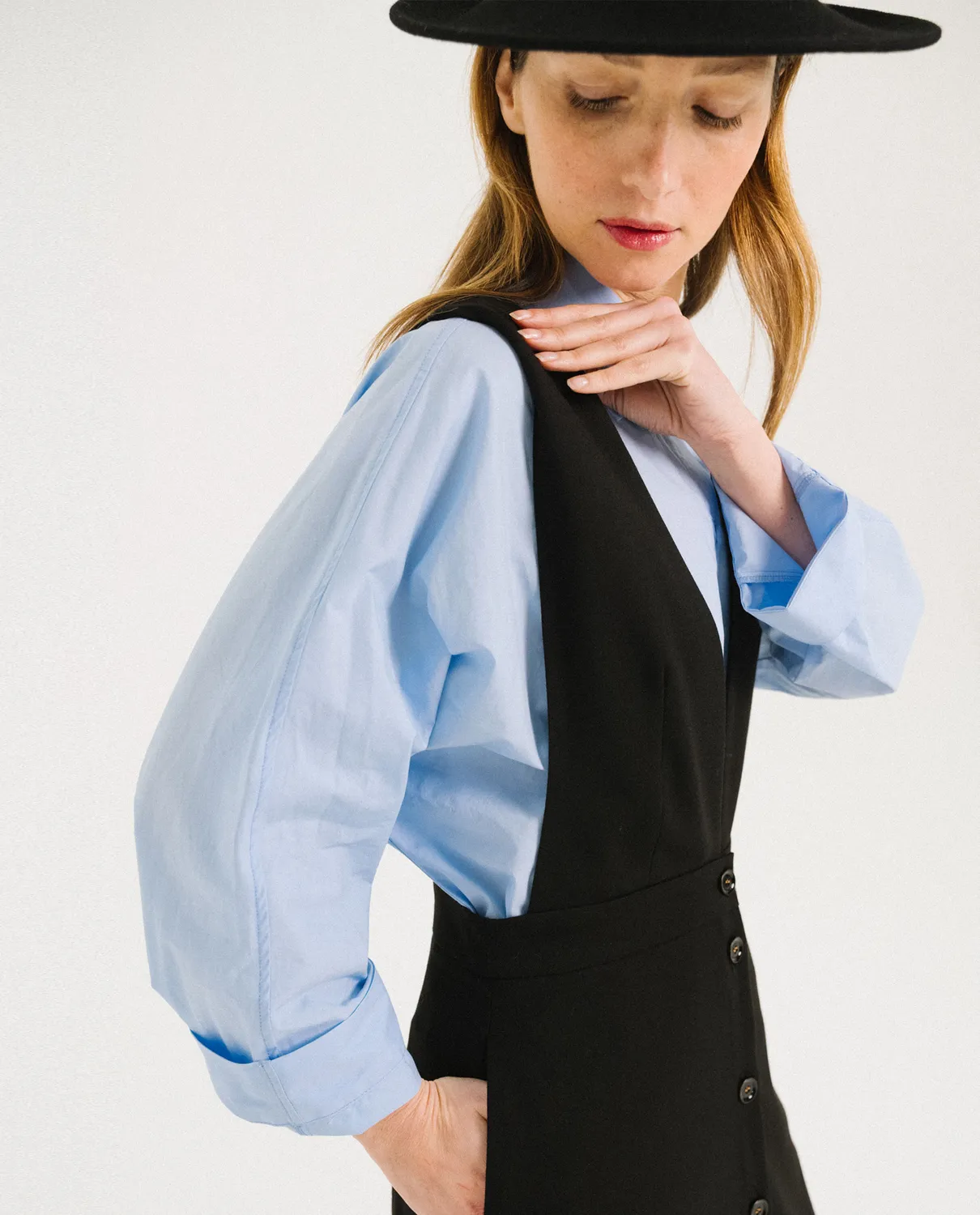 Tinsels Fatou robe chasuble noir gabardine