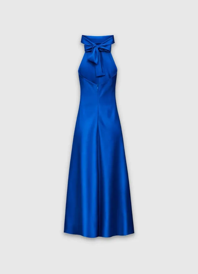 Calliope Nœud Avant robe longue femme satin dos nu