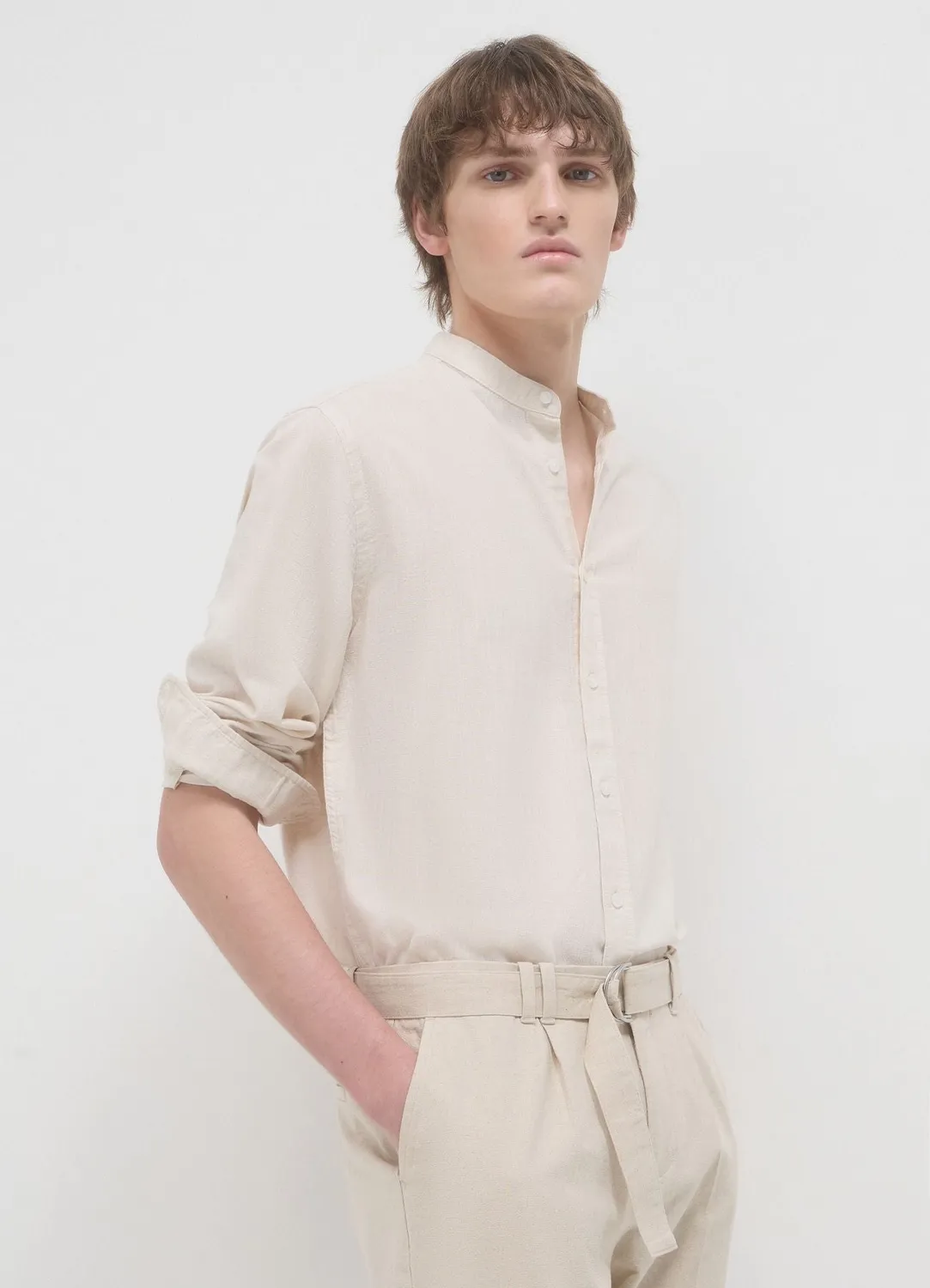 Calliope chemise col coréen lin homme regular