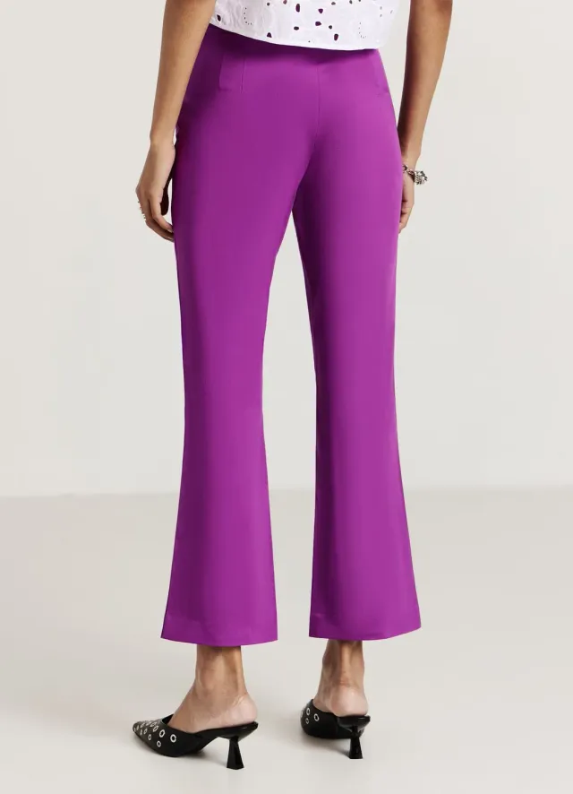 Calliope cropped flare pantalon femme coton rasatello
