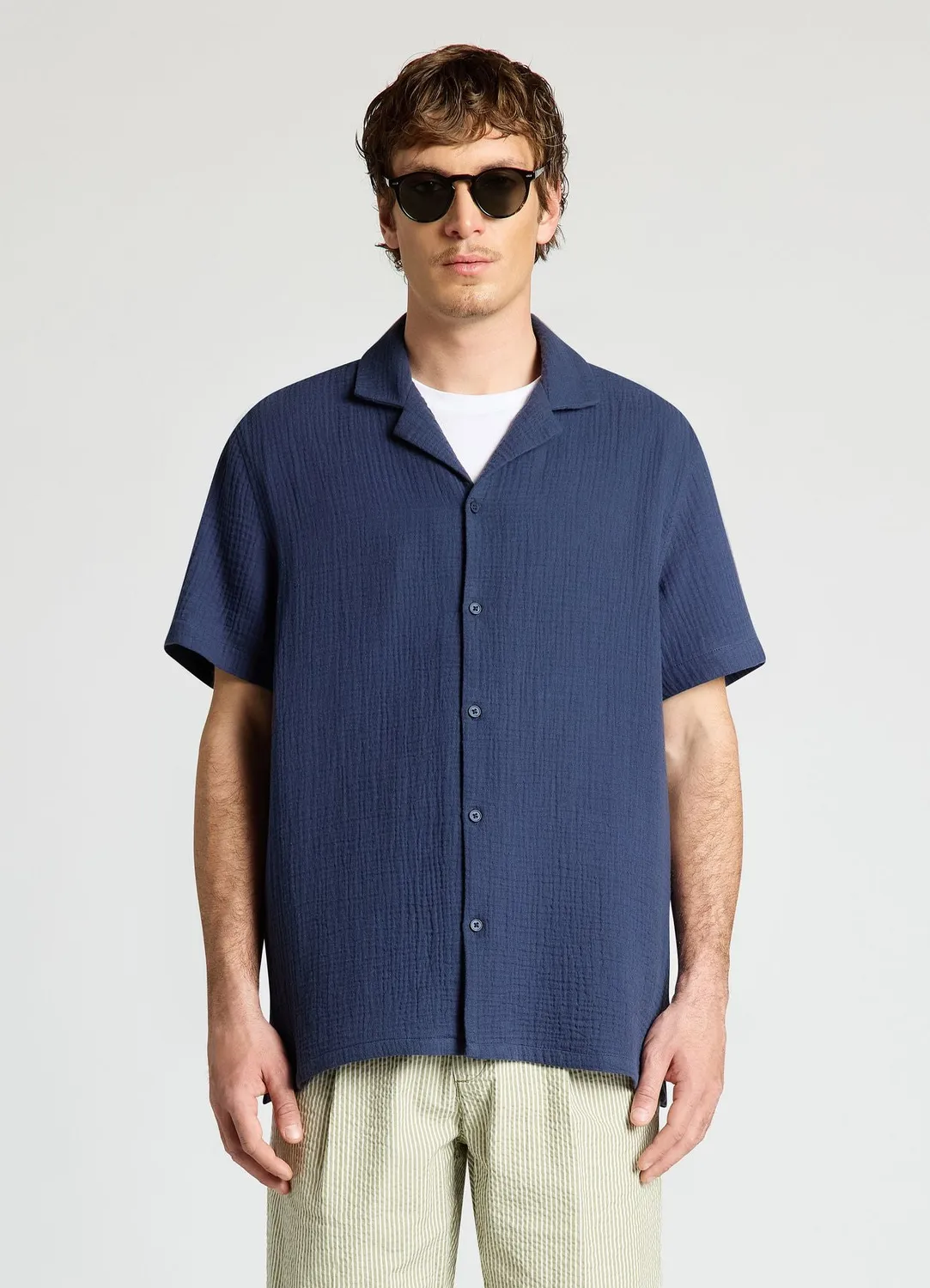 Calliope chemise bowling unie homme manches courtes