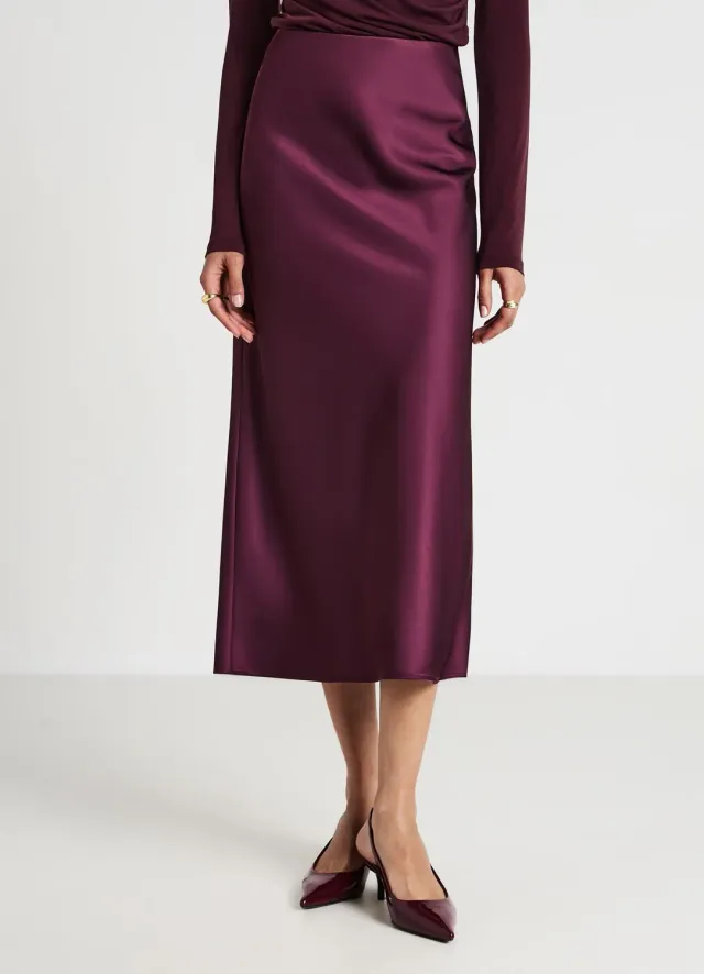 Calliope jupe midi femme satinée coupe droite