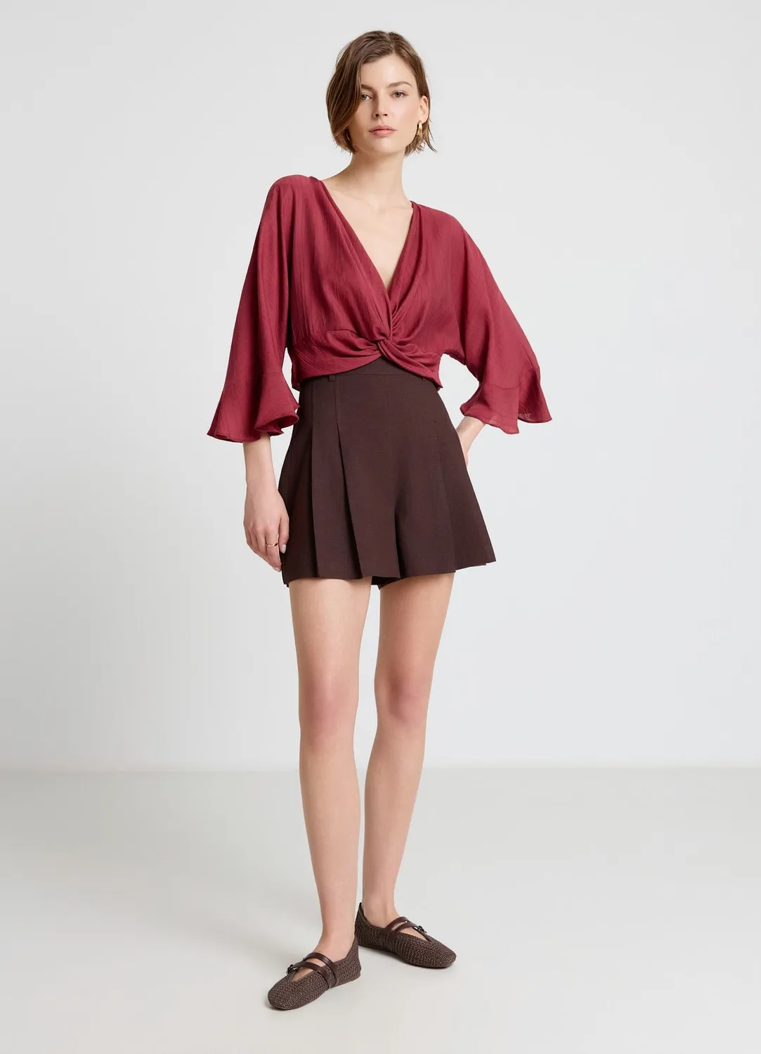 Calliope chemise femme nœud volants col V