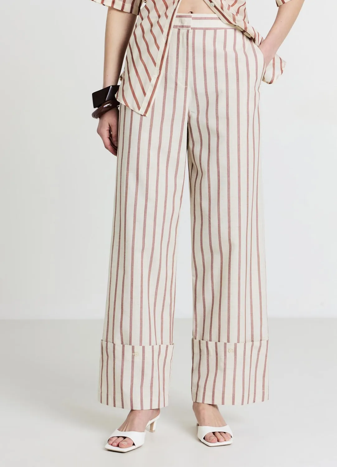 Calliope pantalon straight rayé coton regular femme