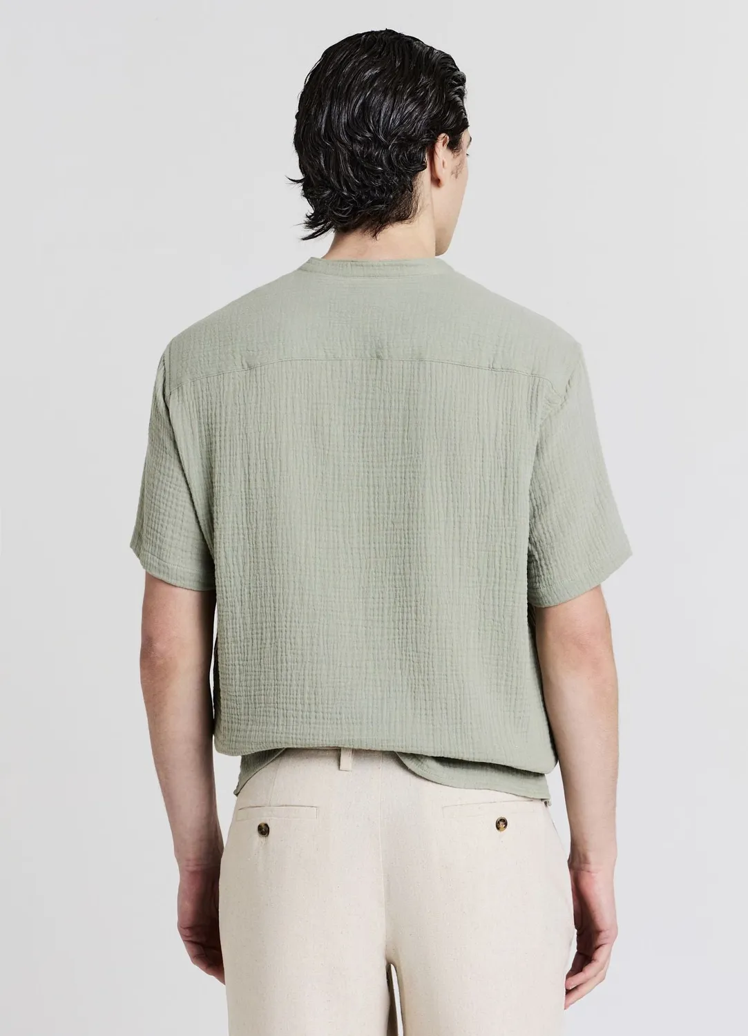 Calliope Chemise homme manches courtes coton gaufré