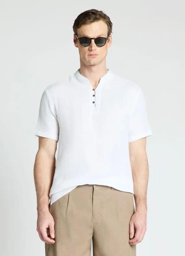 Calliope chemise homme col coréen unie