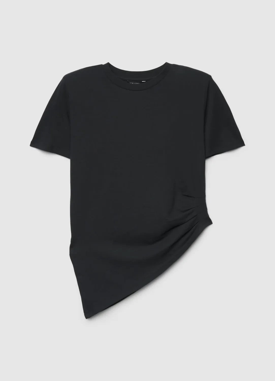 Calliope t-shirt froncé asymétrique femme col rond uni