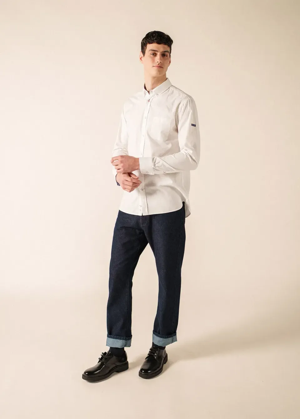 Saint James Oran chemise blanche dobby coton bio