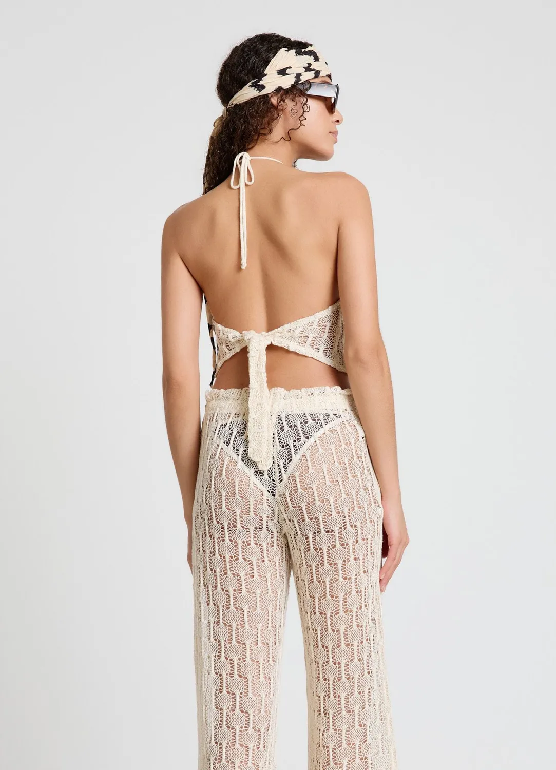 Calliope Top Halter Macramé Ajouré Femme