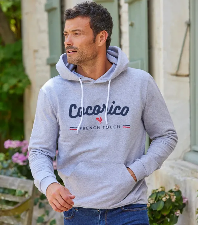 Cocorico French Touch sweat à capuche homme gris coton