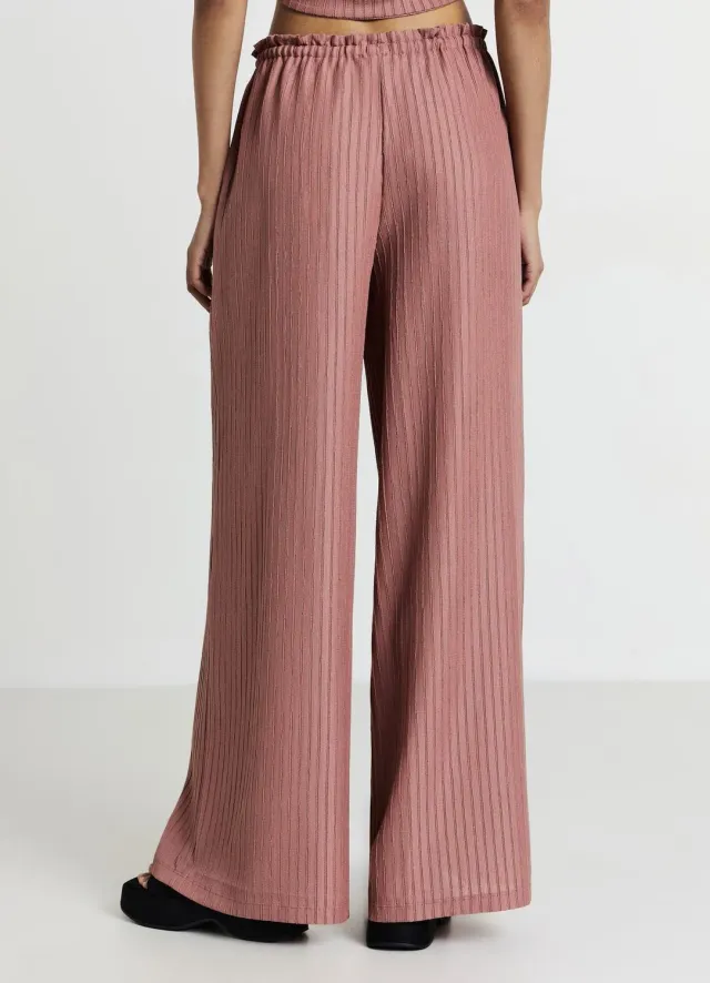Calliope Pantalon palazzo femme uni relief taille unique