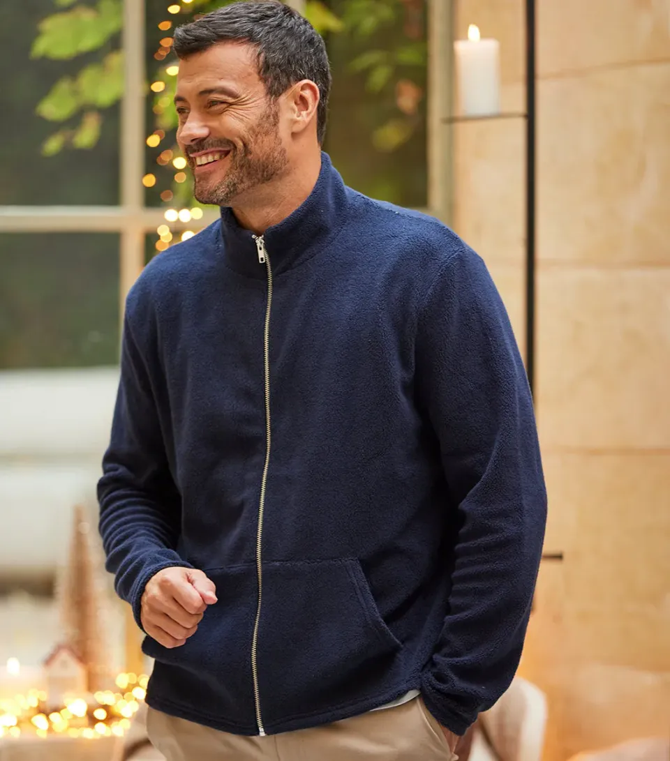 Cocorico polaire zippée homme marine coton