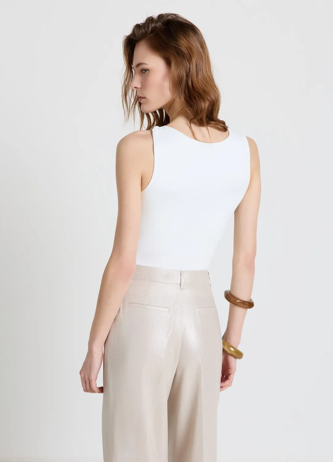 Calliope Top drapé nœud épaule femme ajusté