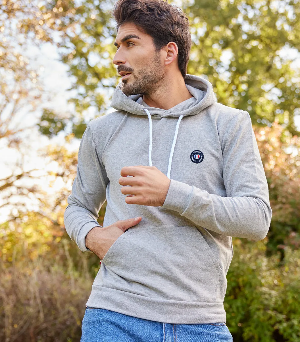Cocorico Blason sweat à capuche gris homme coton