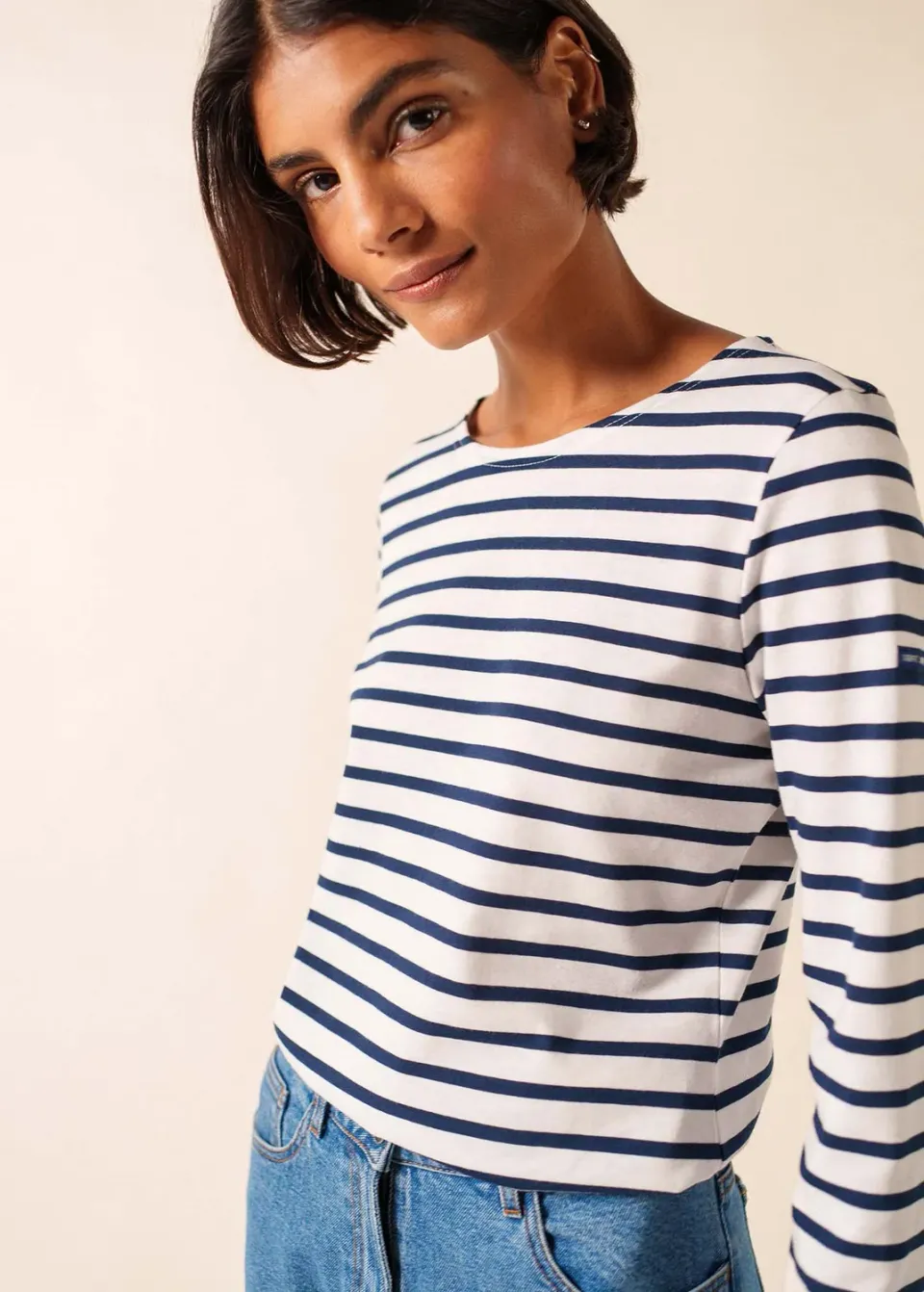 Saint James Minquidame marinière neige marine femme coton