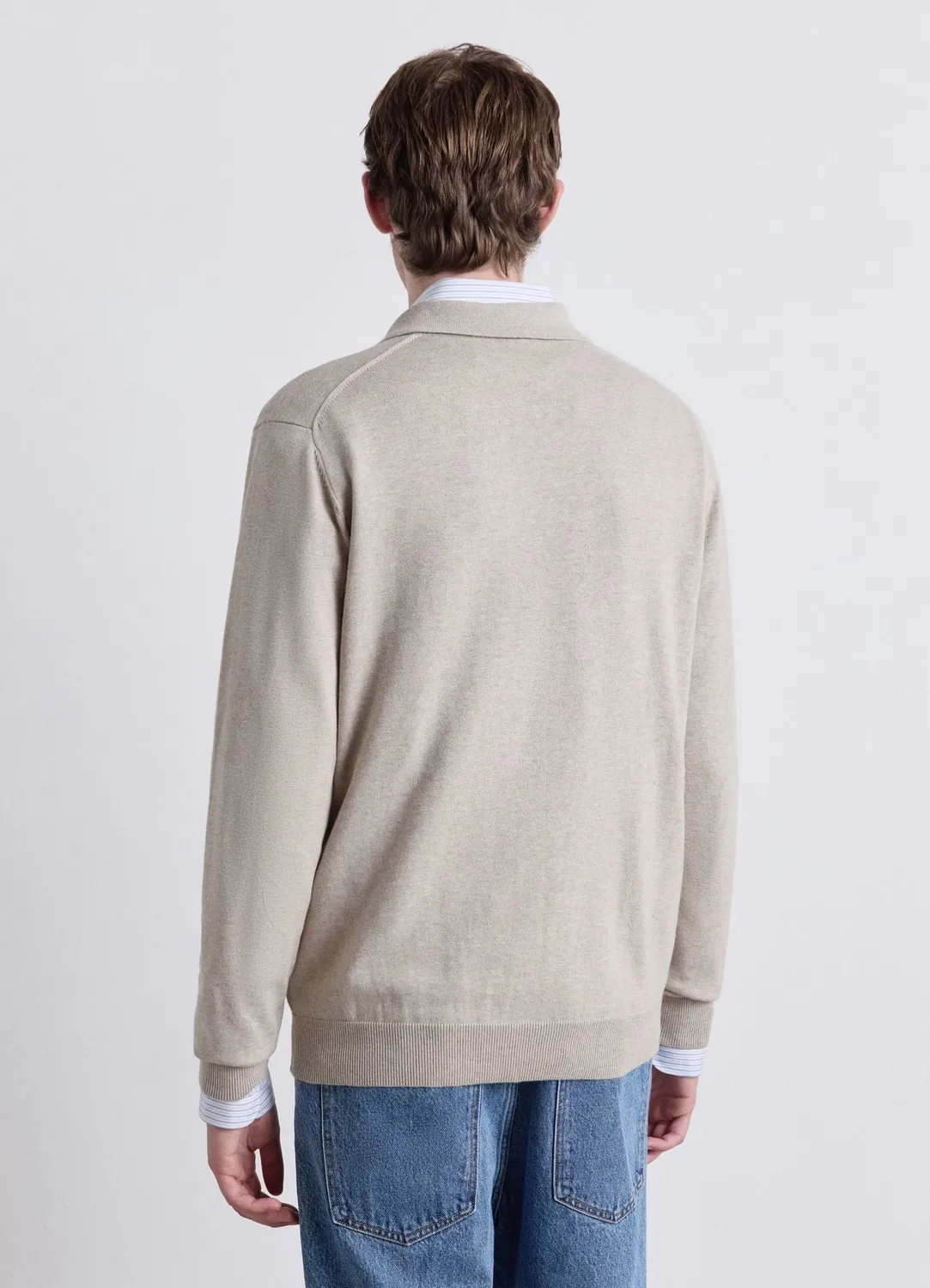 Calliope polo homme manches longues demi-zip uni