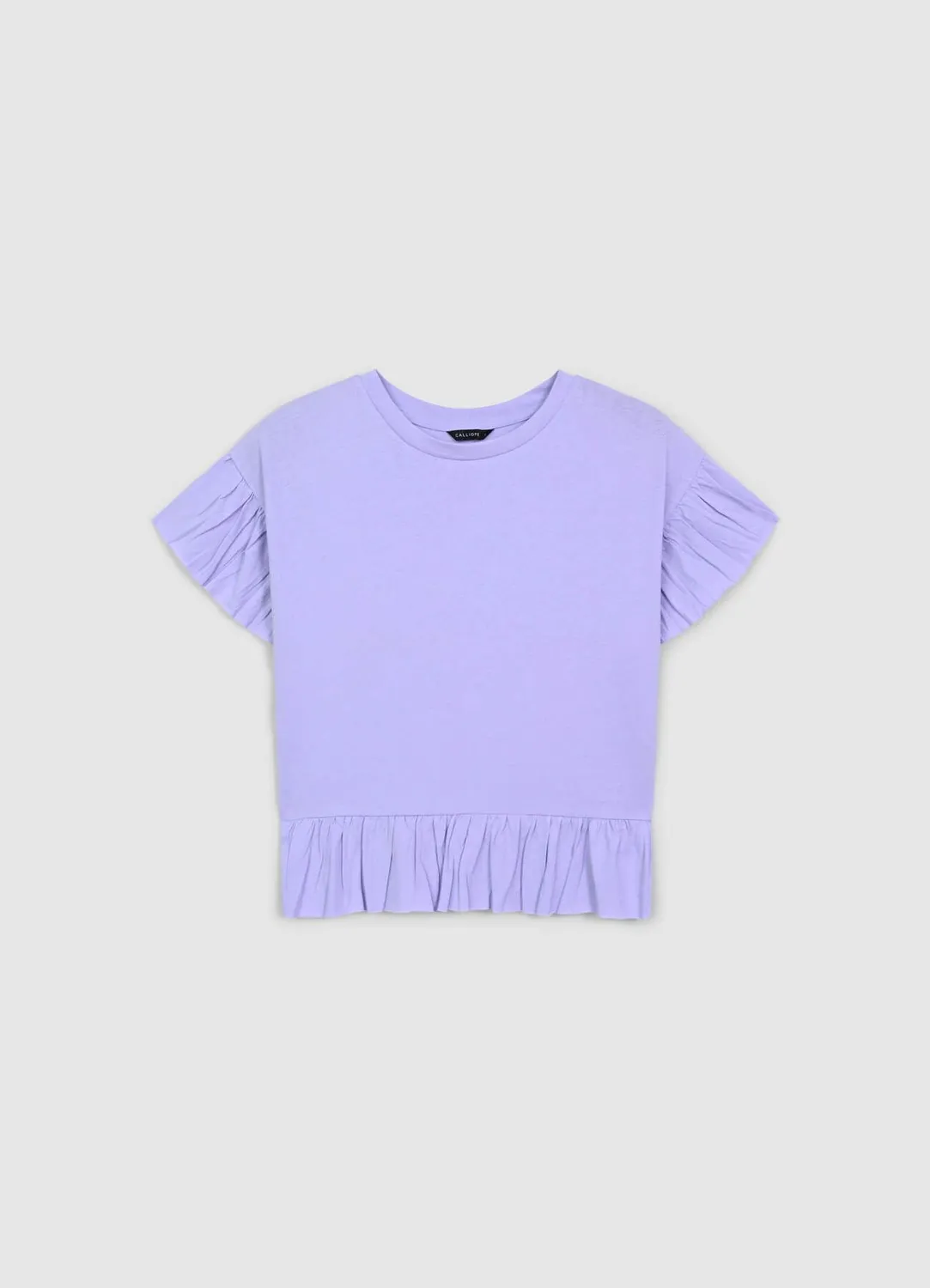 Calliope T-shirt volants femme coton manches courtes