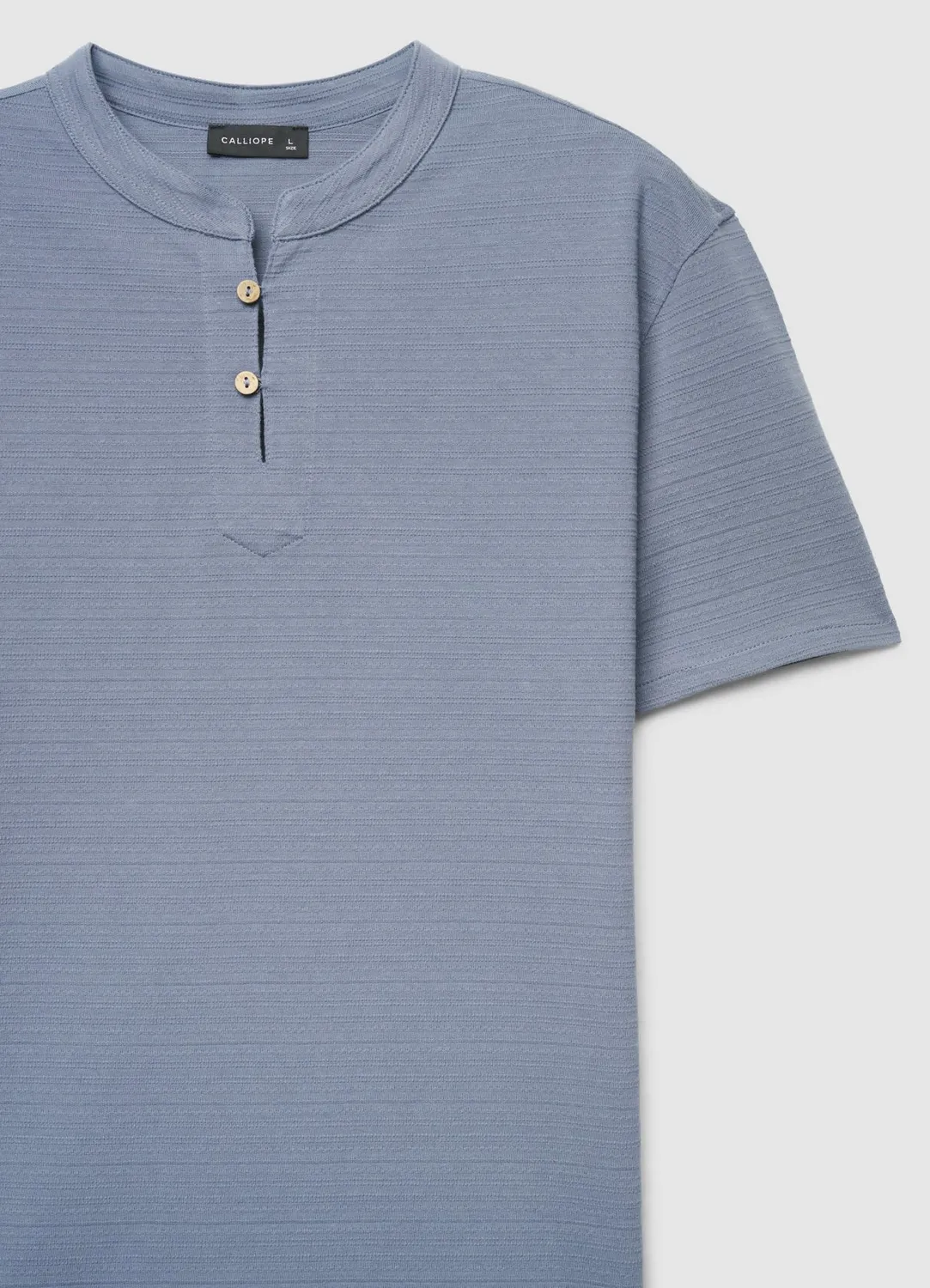 Calliope t-shirt homme col tunisien uni micro-rayé
