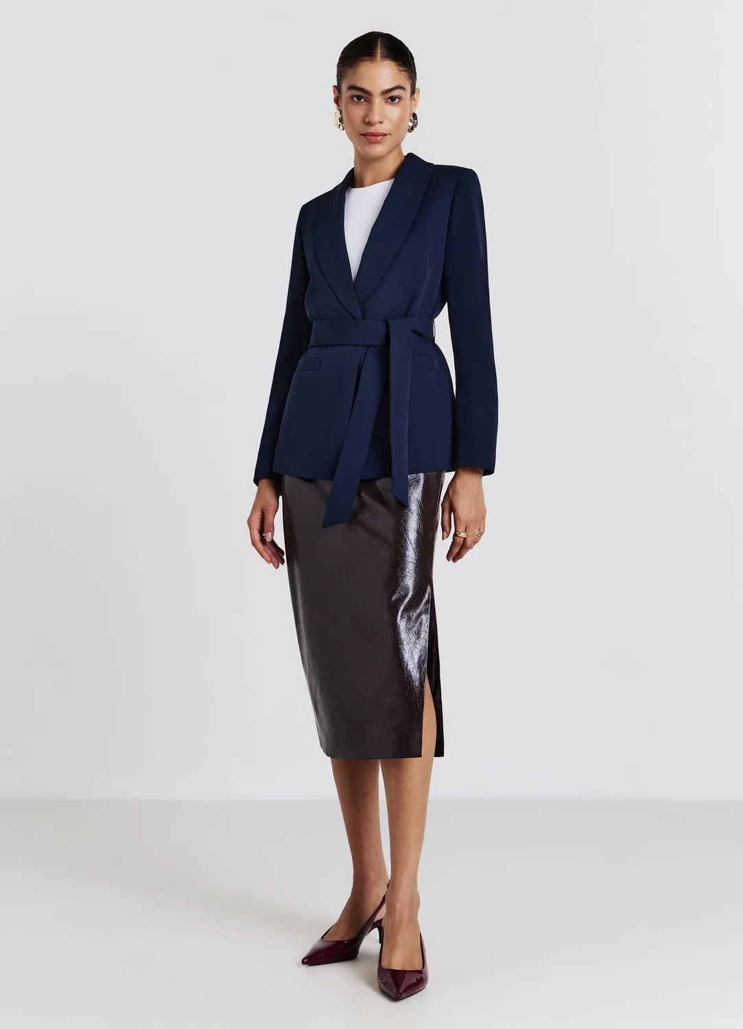 Calliope veste ceinturée femme col châle unie