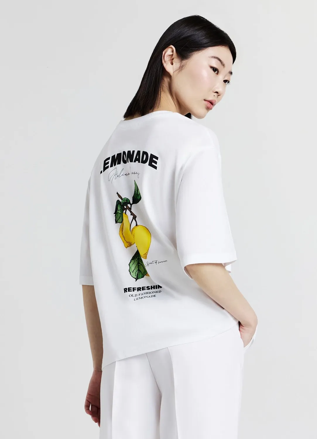 Calliope t-shirt citrons coton femme manches courtes