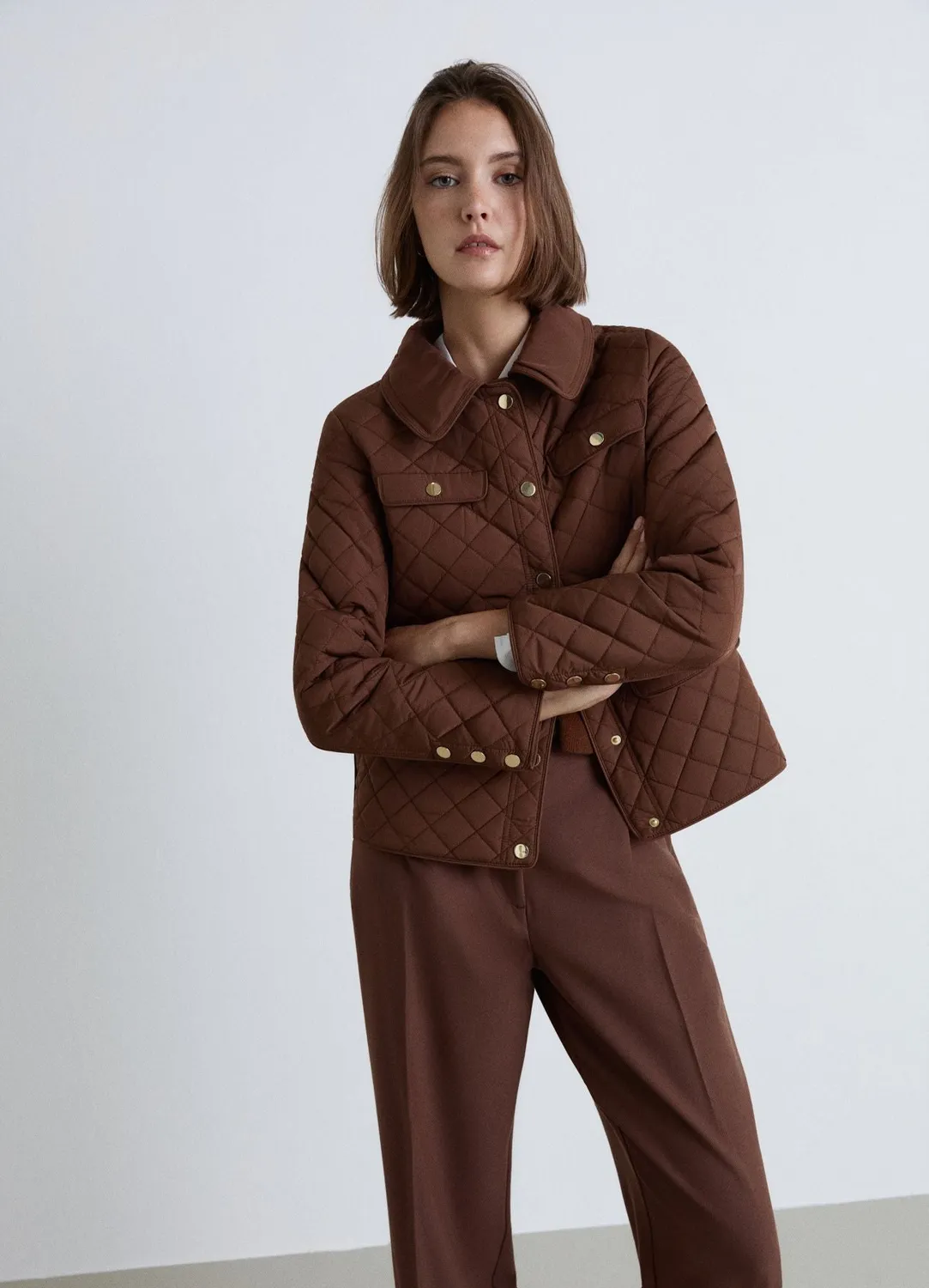 Calliope veste matelassée boutons pression femme losanges
