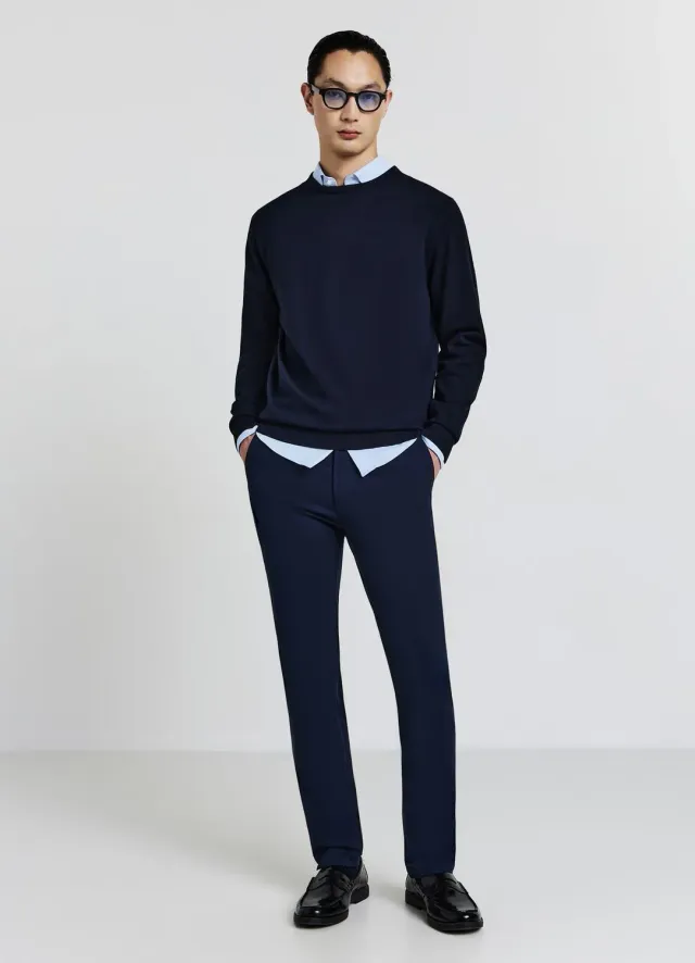 Calliope pull col rond homme coton uni gris