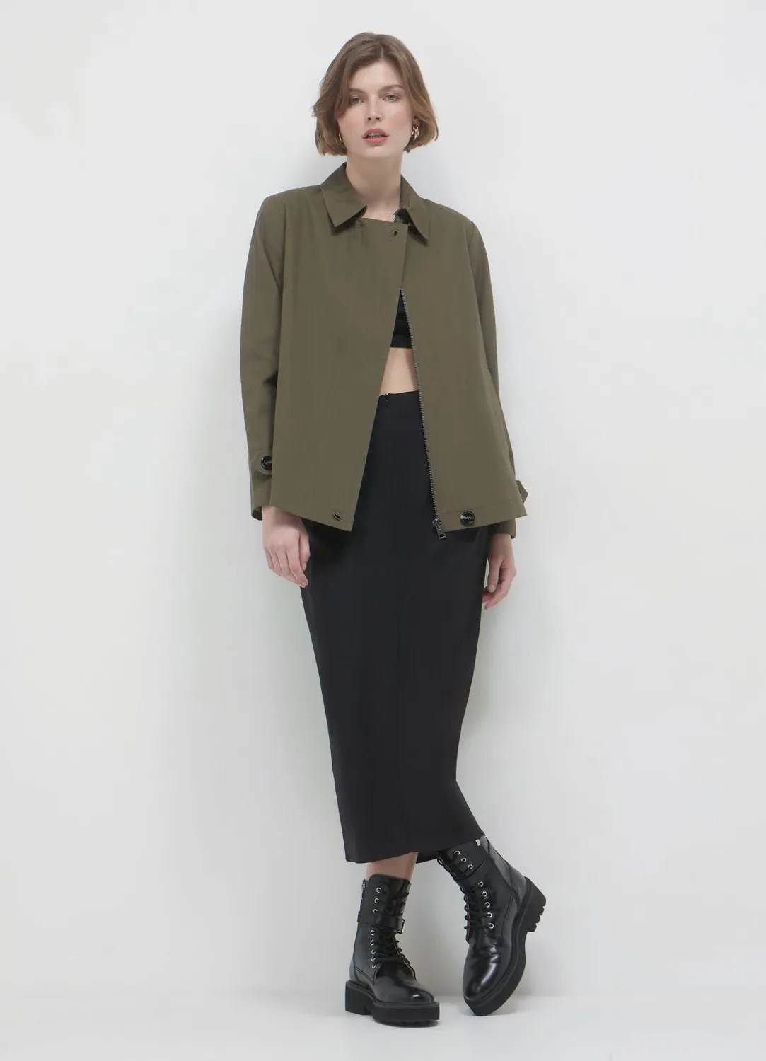 Calliope trench court femme coton uni