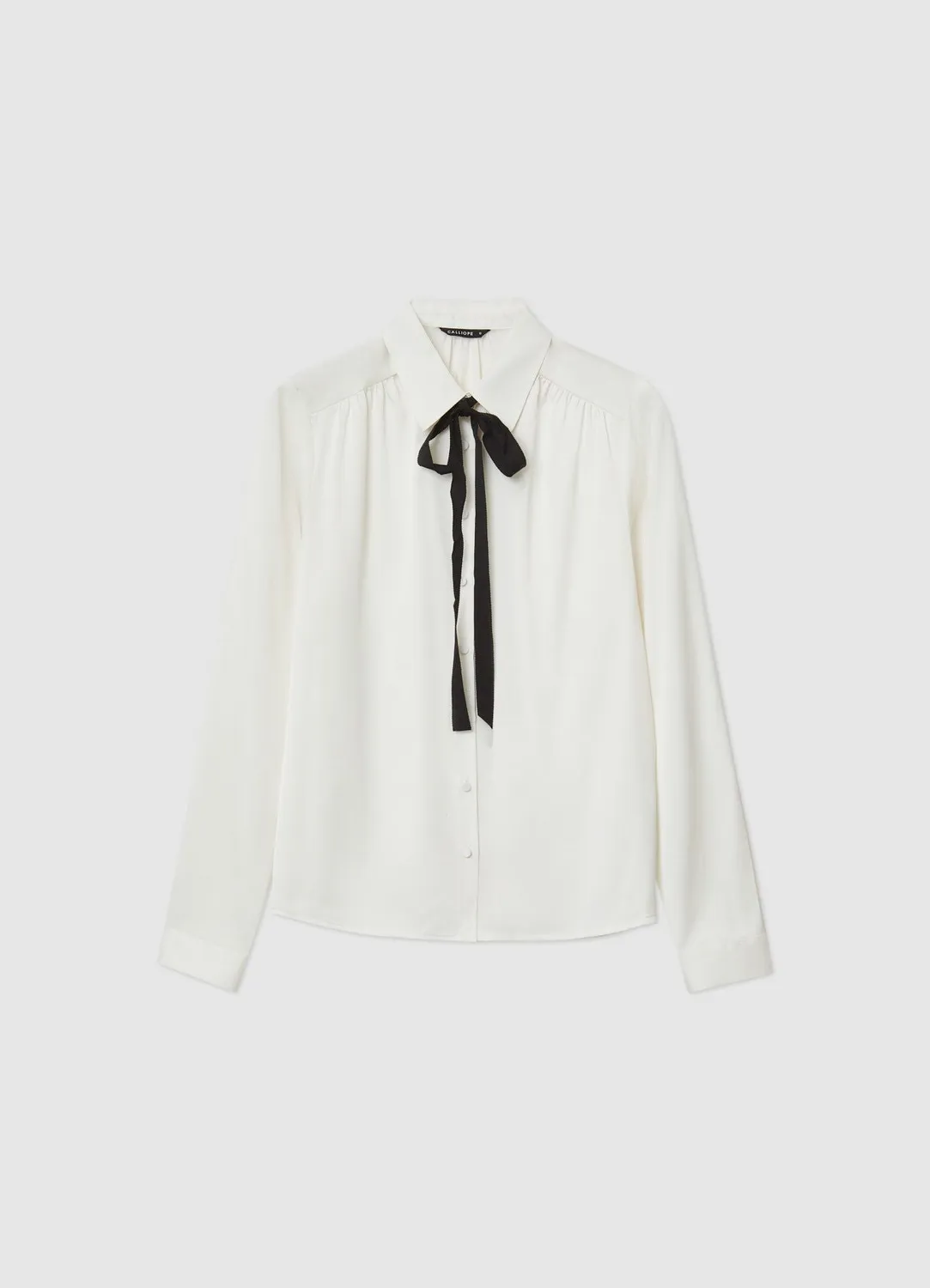 Calliope Cravate lavallière chemise femme satinée unie