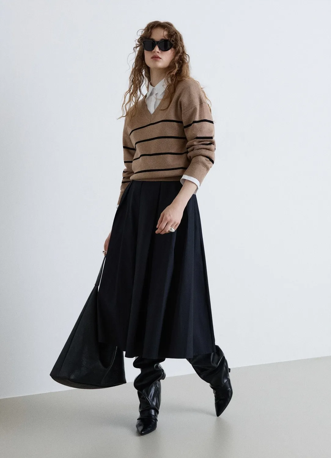 Calliope pull col V femme rayé manches longues
