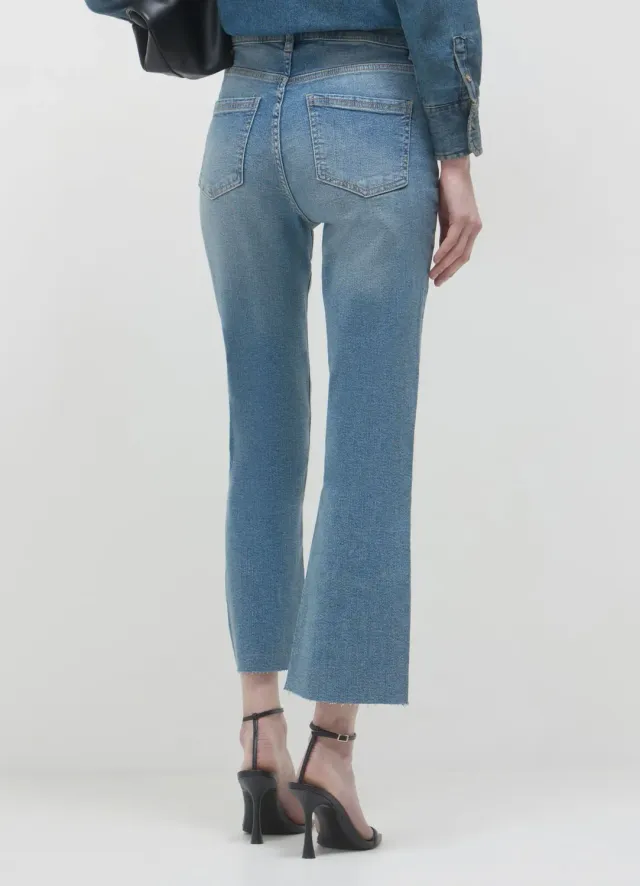 Calliope jean cropped flare femme delave