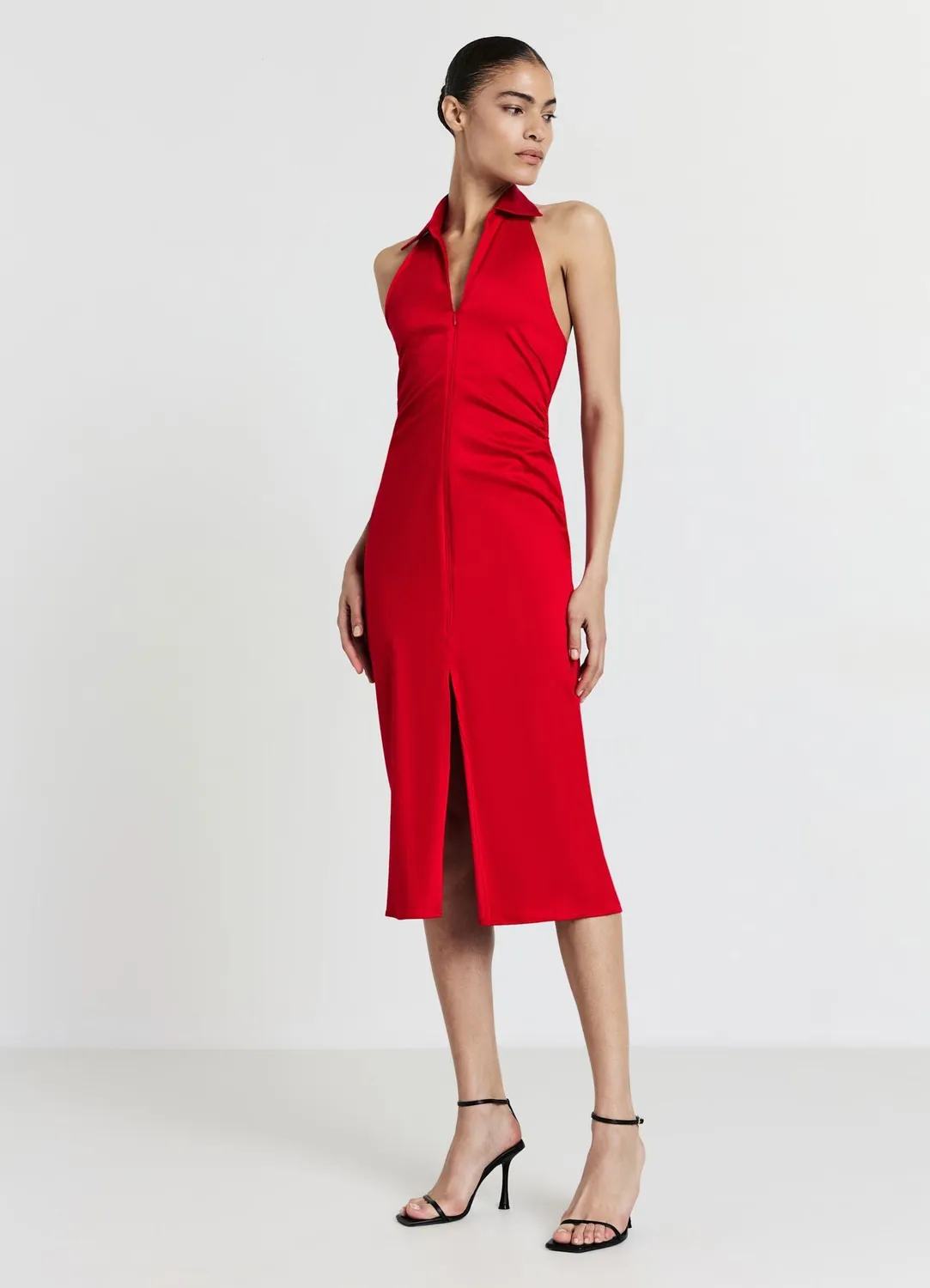 Calliope robe polo fendue midi femme zip