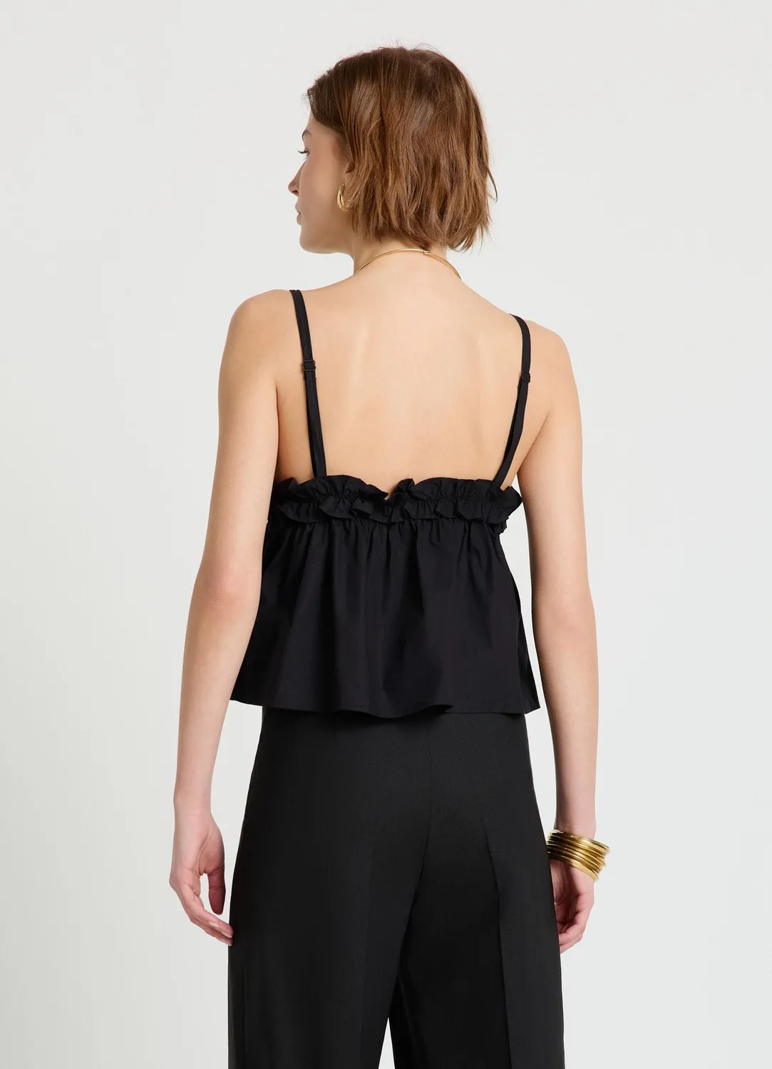 Calliope top col V femme S volant nœuds