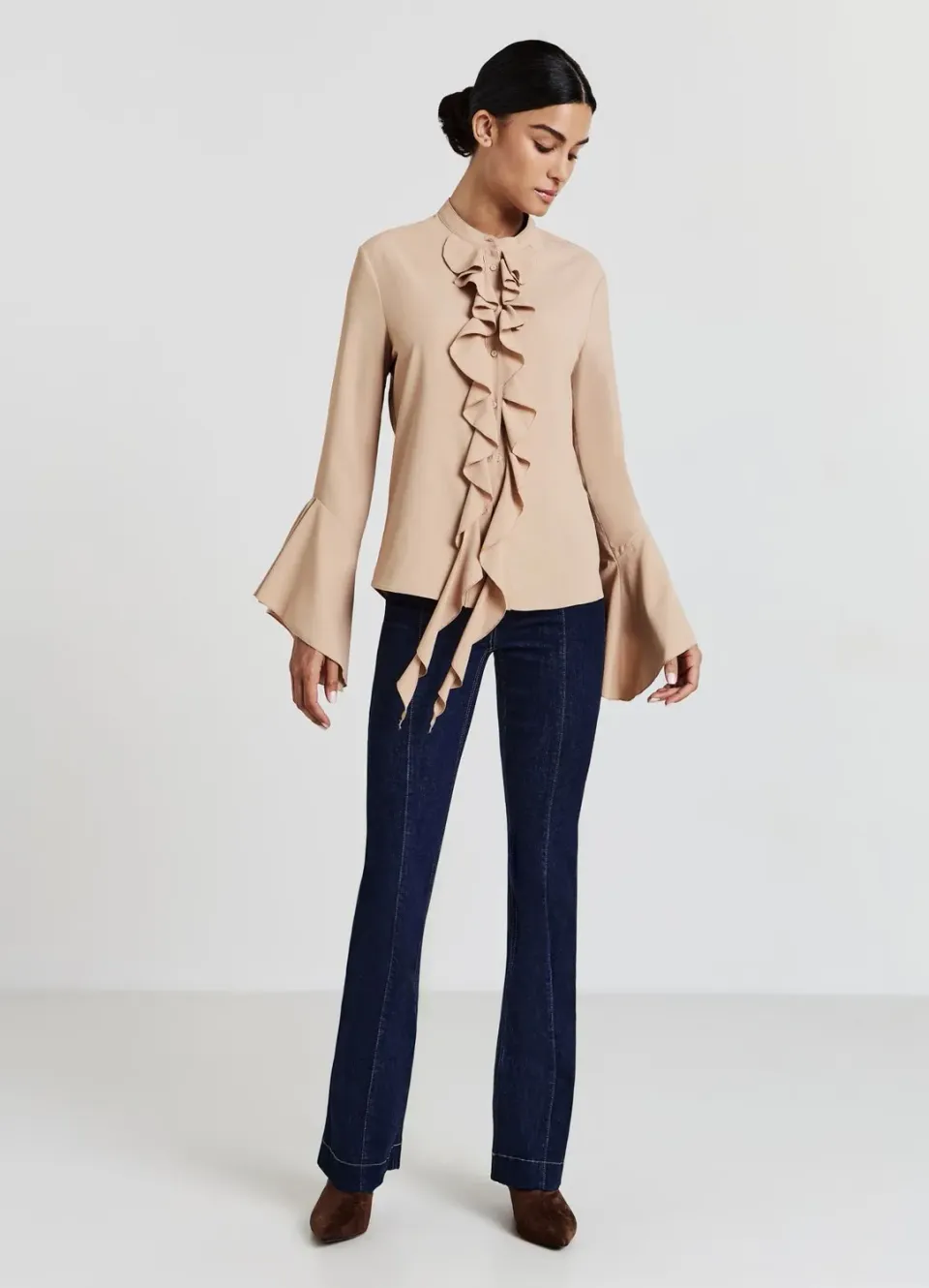Calliope serafino blouse femme volants manches longues