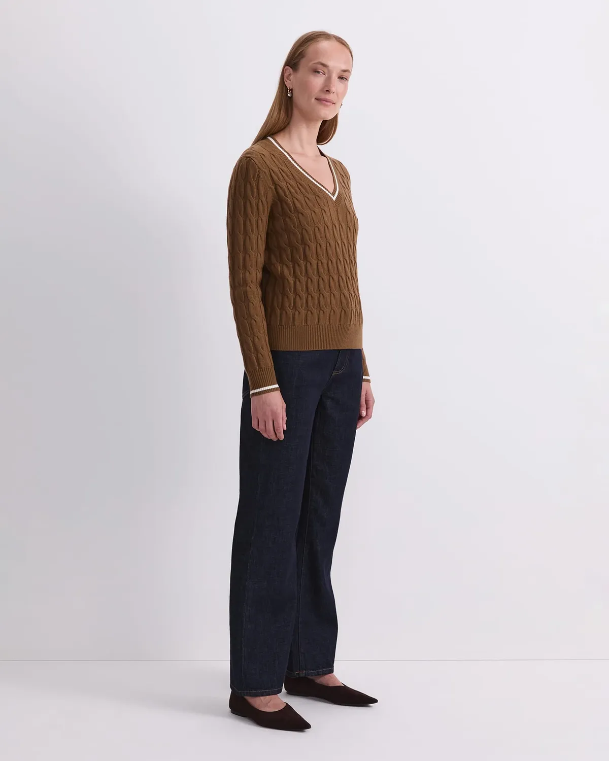 Sportscraft Merino Cable pull col V laine femme