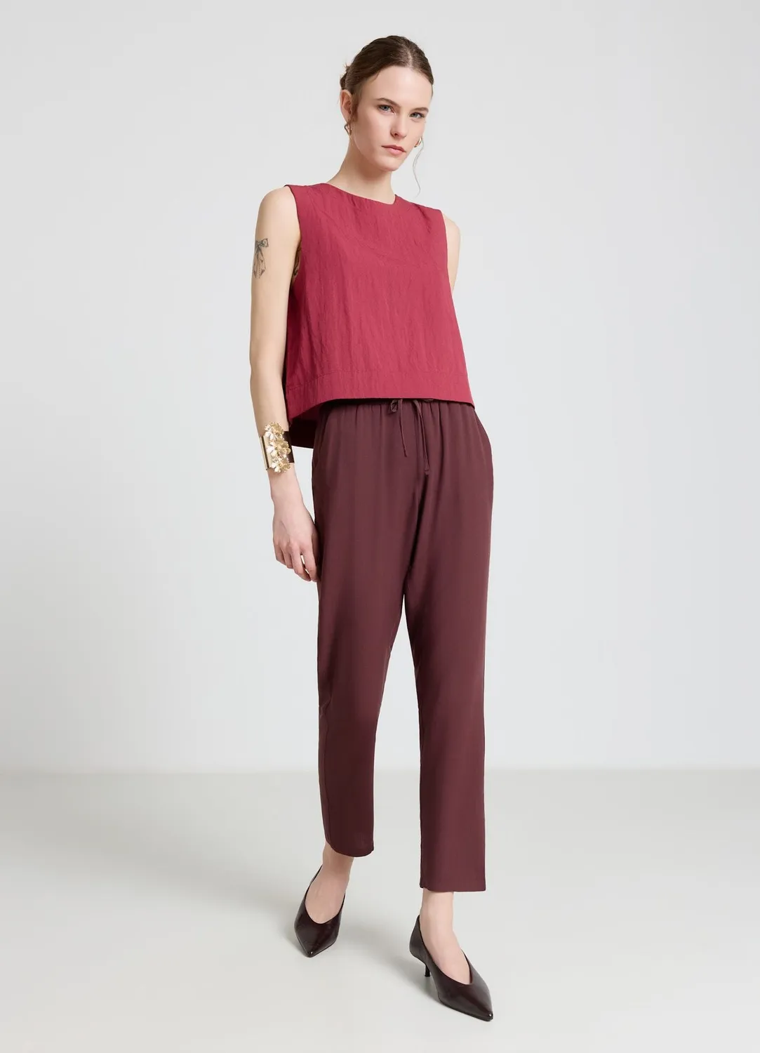Calliope Pantalon femme taille haute droit